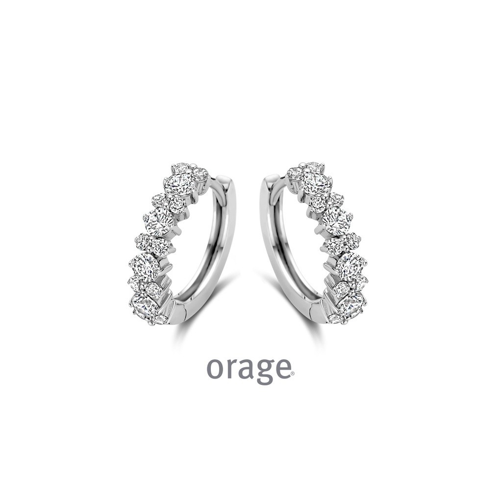 Boucles d'oreilles créoles en Argent rhodié 925/1000 & Oxyde de zirconium (BA071)