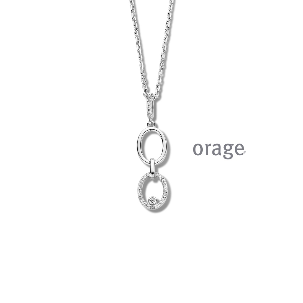 Collier en Argent rhodié 925/1000 & Oxyde de zirconium 45cm (BA083)