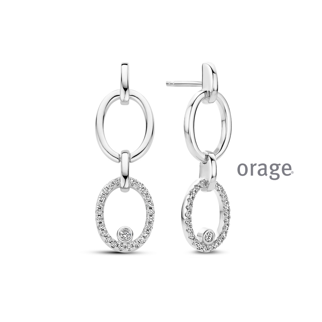 Boucles d'oreilles pendantes en Argent rhodié 925/1000 & Oxyde de zirconium (BA084)