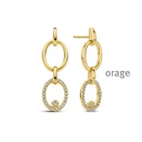 Boucles d'oreilles pendantes plaqué or jaune et Oxyde de zirconium (BA085)