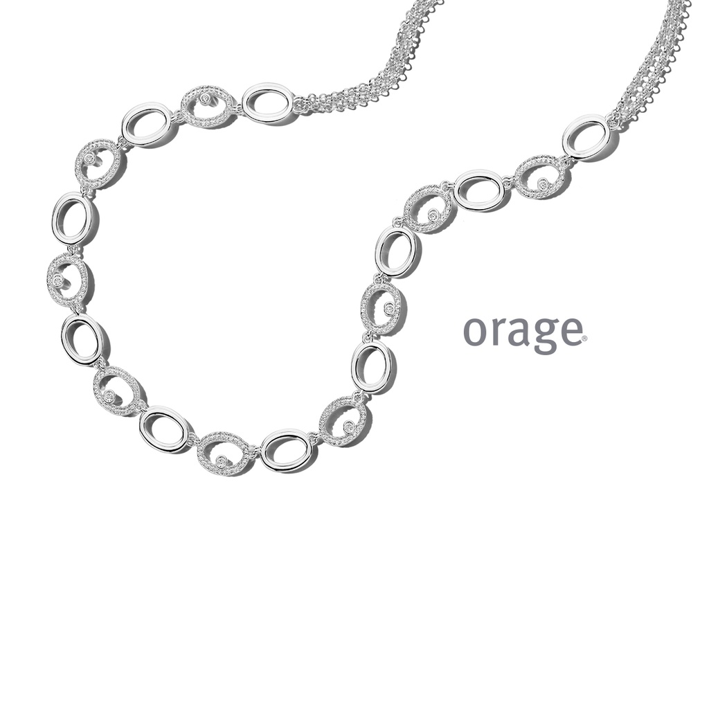 Collier Argent rhodié 925/1000 & Oxyde de zirconium 47cm (BA088)