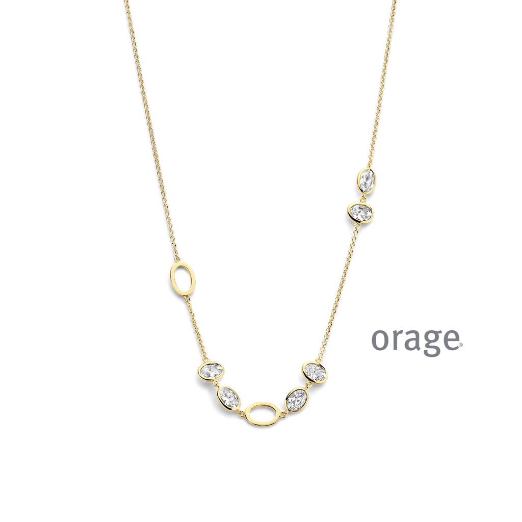 Collier plaqué or & Oxyde de zirconium 45cm (BA098)