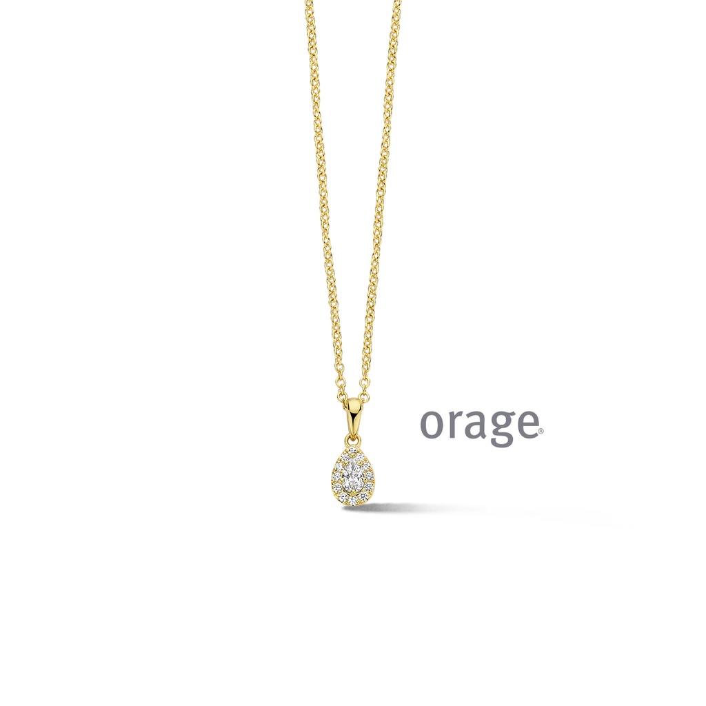 Collier poire entourage plaqué or & Oxyde de zirconium 45cm (BA112)