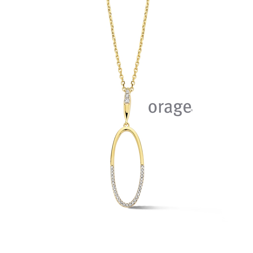 Collier ovale plaqué or & Oxyde de zirconium 45cm (BA115)