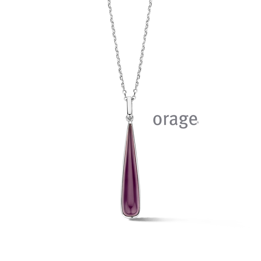 Collier oeil de chat mauve en Argent rhodié 925/1000 45cm (BA121)