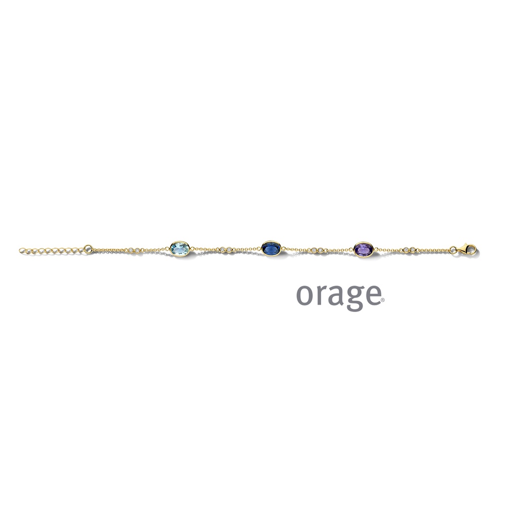 Bracelet plaqué or jaune & Oxyde de zirconium mauve 20cm (BA123)