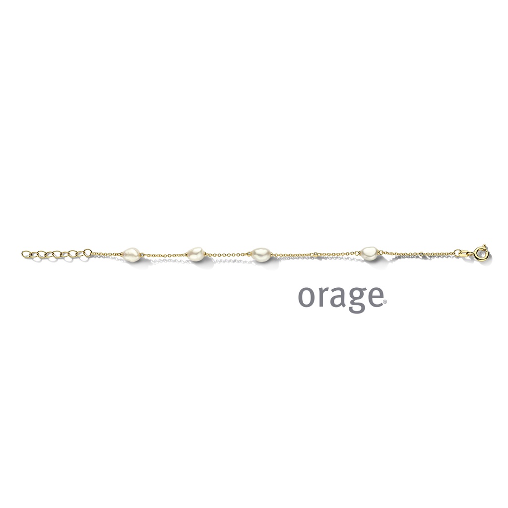 Bracelet Perles d'eau douce  plaqué or jaune & Oxyde de zirconium 19cm (BA126)