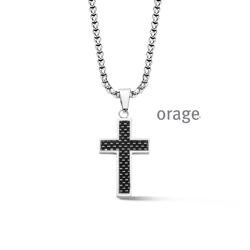 Collier pour hommes croix en acier inoxydable 61cm (BA179)