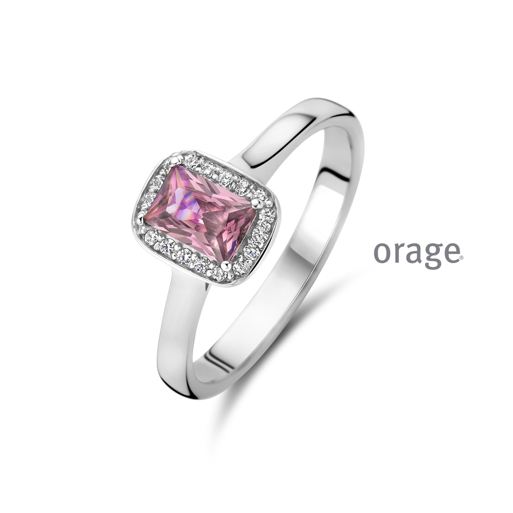 Bague Argent rhodié 925/1000 et Oxyde de zirconium mauve(BA049)(50-58)