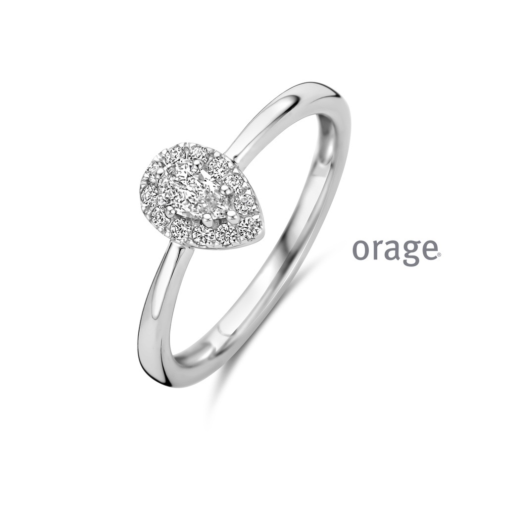 Bague entourage poire en Argent rhodié 925/1000 & Oxyde de zirconium (BA108) (50-60)