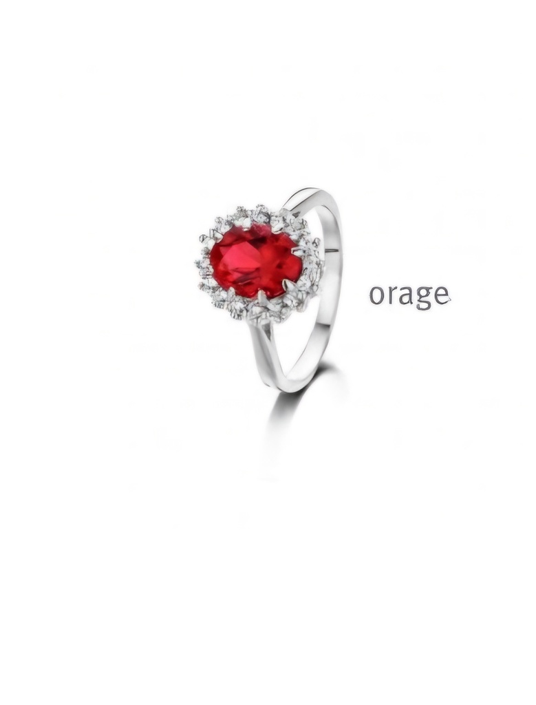 Bague entourage rouge en argent rhodié et oxydes de zirconium (AS430-V1145) (52-62)