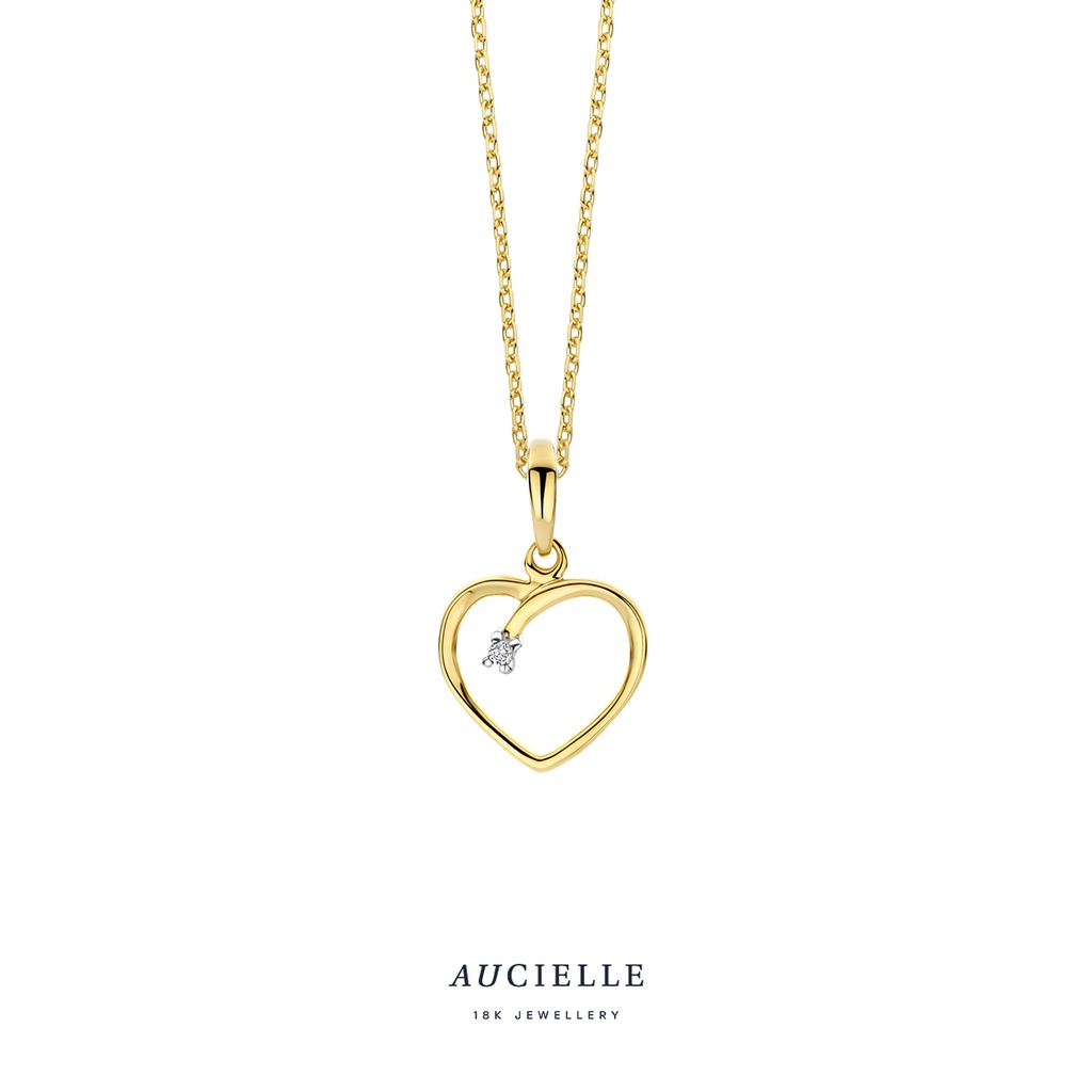 Pendentif coeur en Or Jaune 18K et diamant 0,010 carats