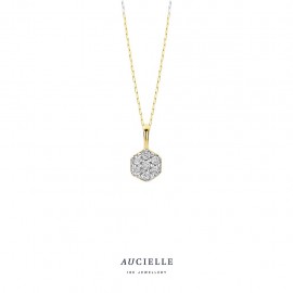 Pendentif hexagone Or Jaune 18K et diamant de 0,105 carats