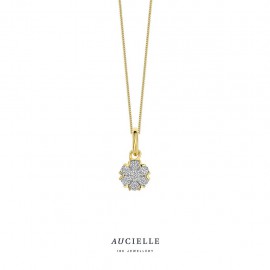 Pendentif Fleur en Or Jaune 18K et Diamant 0.105ct