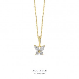 Pendentif papillon en Or Jaune 18K et Oxyde de Zirconium.