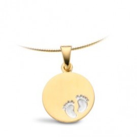 Pendentif pieds de bébé en Or Jaune et blanc 18K de 12mm