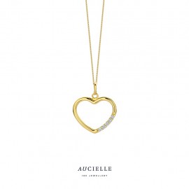 Pendentif coeur en Or Jaune 18K et Oxyde de Zirconium