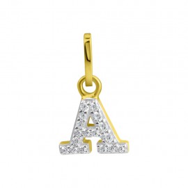 Pendentif en Or Jaune 18K et Oxyde de Zirconium lettre A-Z