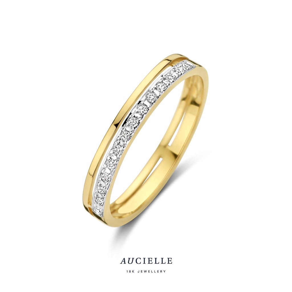 Bague en Or Jaune 18K et Oxydes de Zirconium (52-56) [AR0053C]