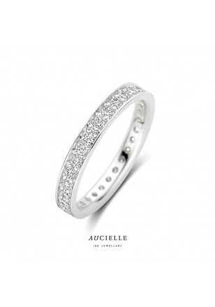 Bague en Or Blanc 18K entourée d'Oxydes de Zirconium (52-56) [AR0072W]