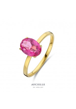 Bague en Or Jaune 18K et Topaze rose Ovale (52-56) [AR0075C]