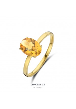 Bague en Or Jaune 18K et Citrine Ovale (52-56) [AR0076C]