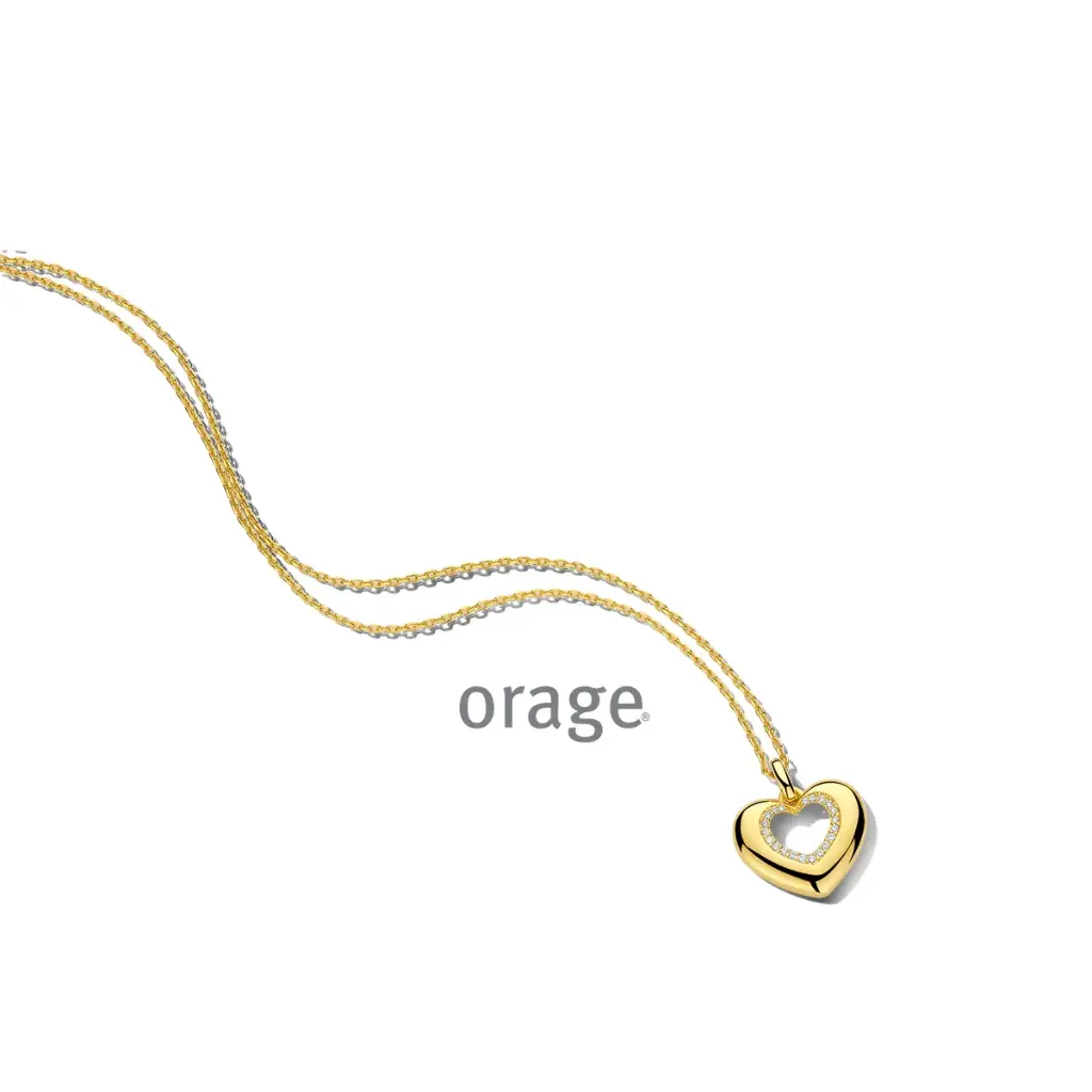 Collier coeur en plaqué or 18K et oxyde de zirconium 45cm (BA204)