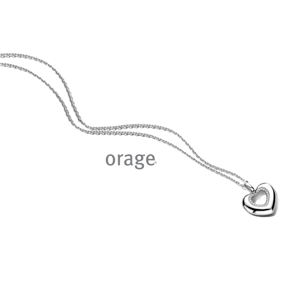 Collier coeur en argent rhodié 45cm (BA205)