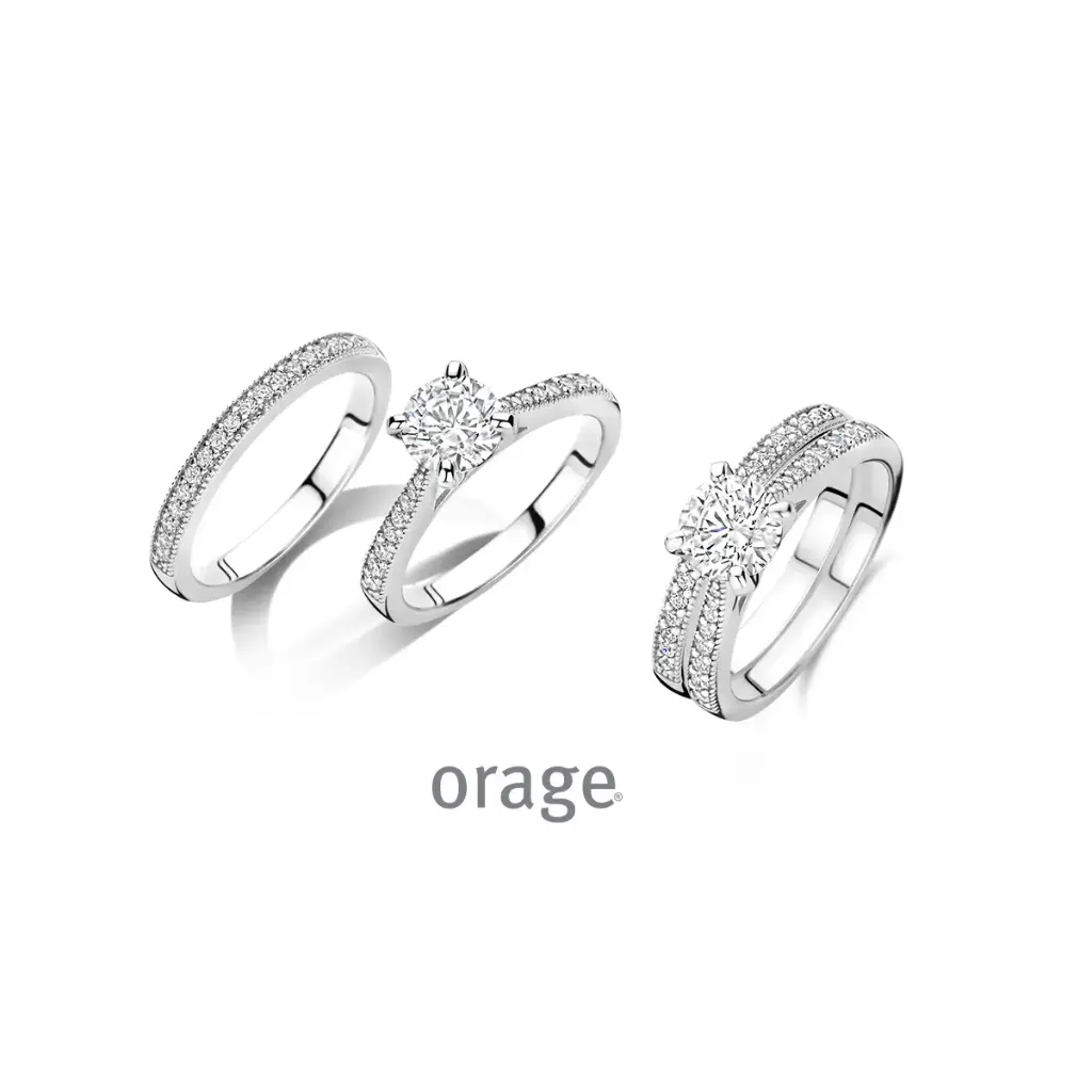 Bague double en argent rhodié et oxyde de zirconium (50-58) (BA221)