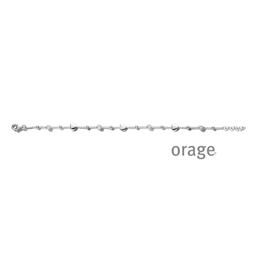 Bracelet coeur en argent rhodié et oxyde de zirconium 19cm (BA224)