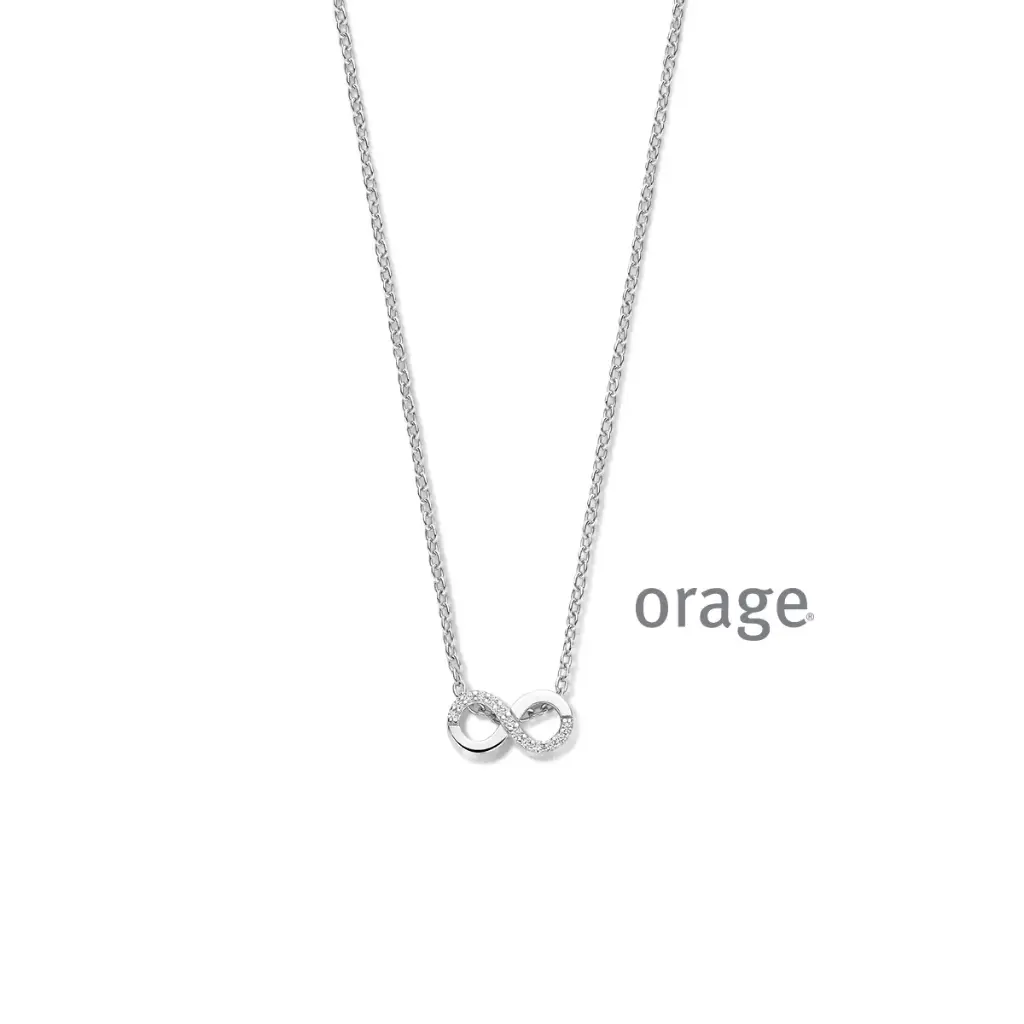 Collier infini en argent rhodié et oxyde de zirconium 45cm (BA225)