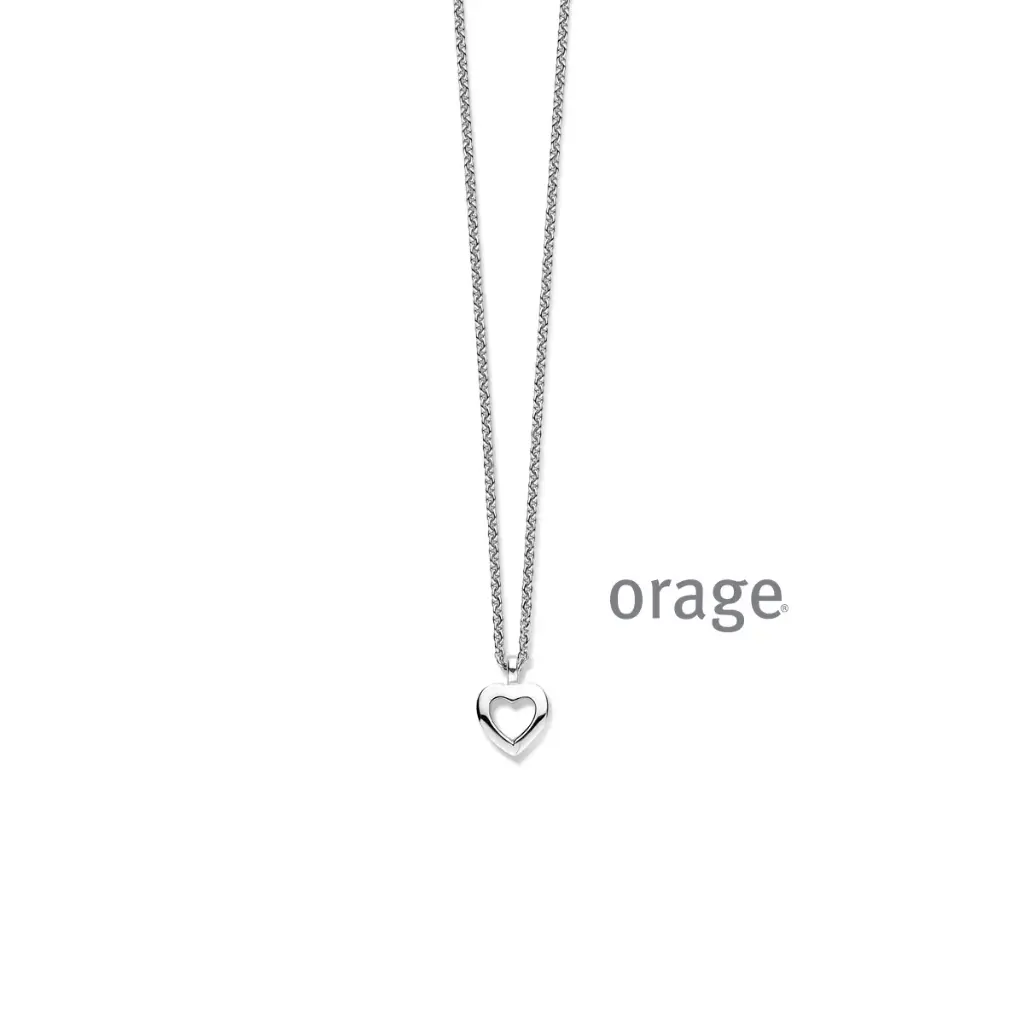 Collier coeur en argent rhodié 45cm (BA227)