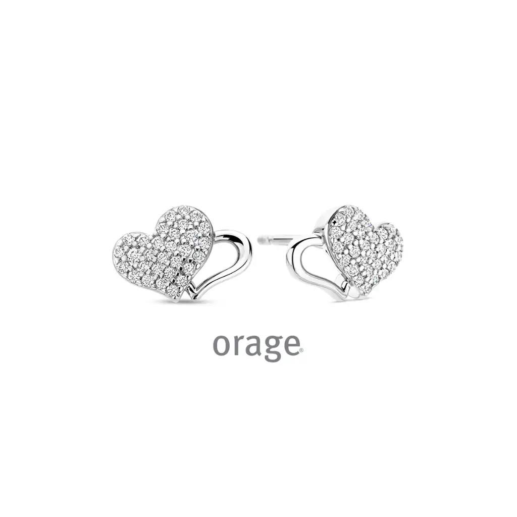 Boucles d'oreilles en argent rhodié et oxyde de zirconium (BA233)