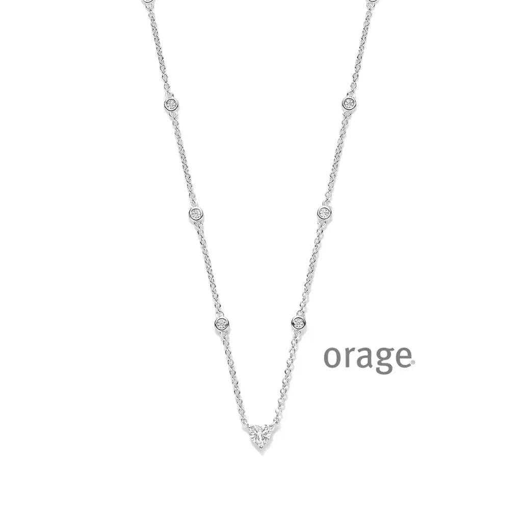 Collier petits ronds en argent rhodié et oxyde de zirconium 45cm (BA238)