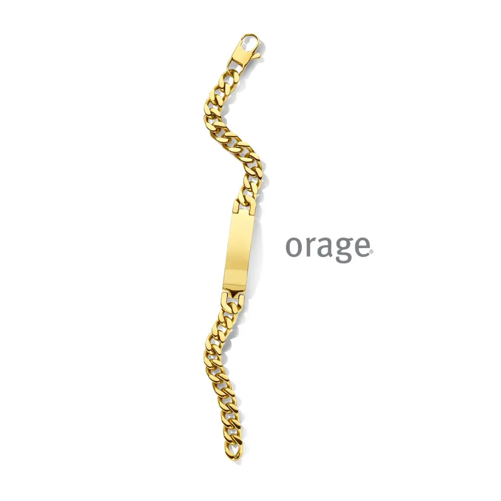 Bracelet identité acier jaune maille gourmette 10mm - 21cm (BA267)