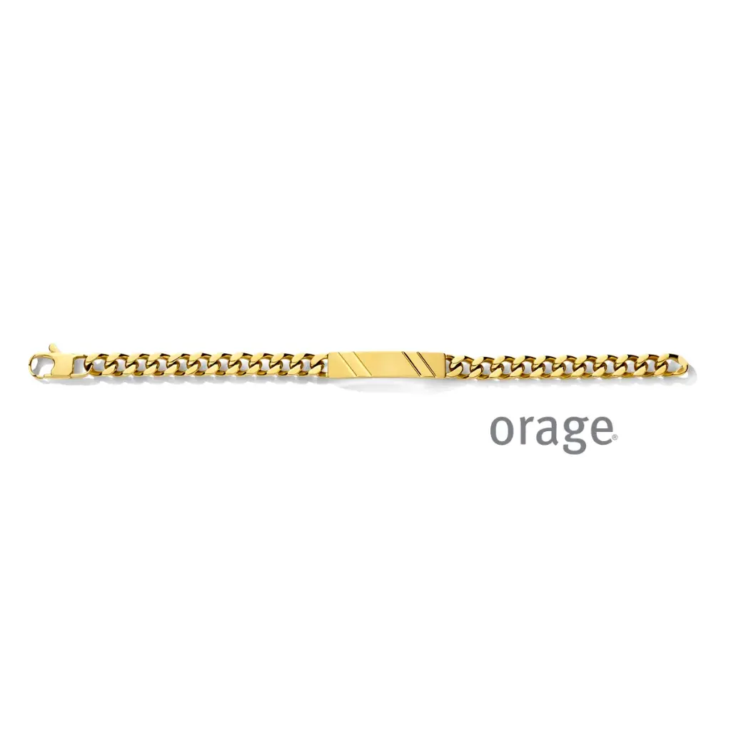 Bracelet identité en acier jaune maille gourmette 10mm - 21cm (BA268)