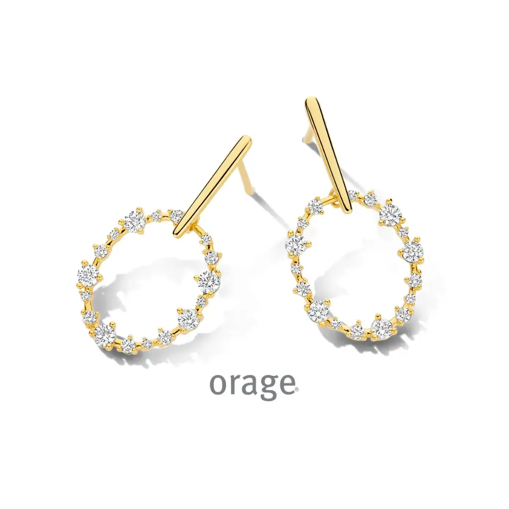 Boucles d'oreilles pendantes en plaqué or et oxydes de zirconium (BA275)