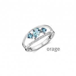 Bague en argent 925/1000 rhodié et topaze bleu (52-60) [AW011]