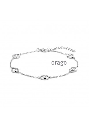 [AW027] Bracelet en argent rhodié 925/1000 avec pierres "gouttes" transpartentes