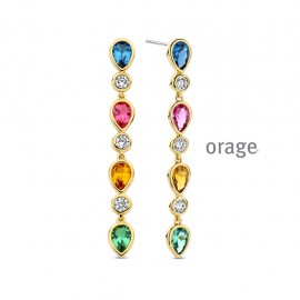 [AW031] Boucles d'oreilles "poires" pendantes plaqué or jaune 