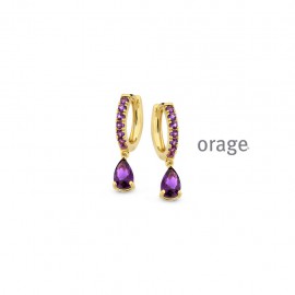 [AW034] Boucles d'oreilles plaqué or jaune avec pierres violettes