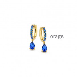 [AW036] Boucles d'oreilles plaqué or jaune avec pierres bleues