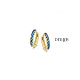 [AW037] Boucles d'oreilles plaqué or jaune avec pierres bleues