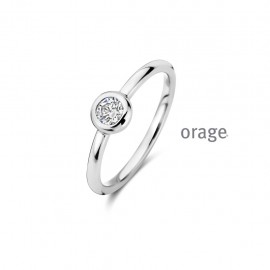 Bague en argent rhodié 925/1000 et zircon (50-58) [AW053]