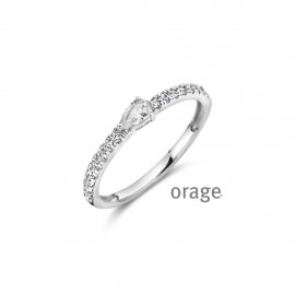 Bague en argent rhodié 925/1000 et zircon (50-58) [AW060]