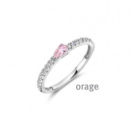 Bague en argent rhodié 925/1000 et zircon rose (50-58) [AW061]