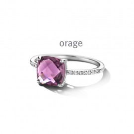 Bague mauve en argent rhodié 925/1000 (52-60) [AW063]