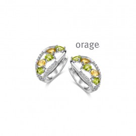 Créoles péridot citrine en argent rhodié 925/1000 et zircon 