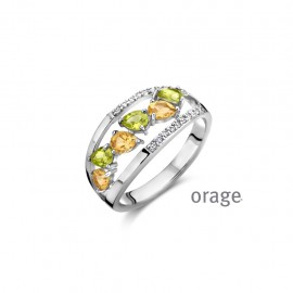 Bague péridot citrine en argent rhodié 925/1000 (52-60) [AW159]