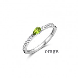 Bague péridot en argent rhodié 925/1000 et zircon (50-58) [AW160]